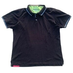 Robert Graham 2XL Black Polo Shirt Short Sleeve Paisley Trim Knowledge Wisdom